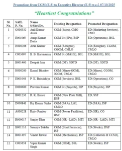 SAIL ED INTERVIEW RESULT 2025 ( SAIL Leadership Strengthening )