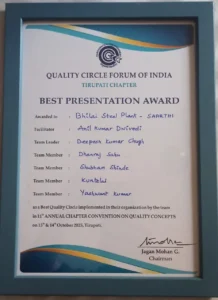 BEST PRESENTATION AWARD TEAM SAARTHI